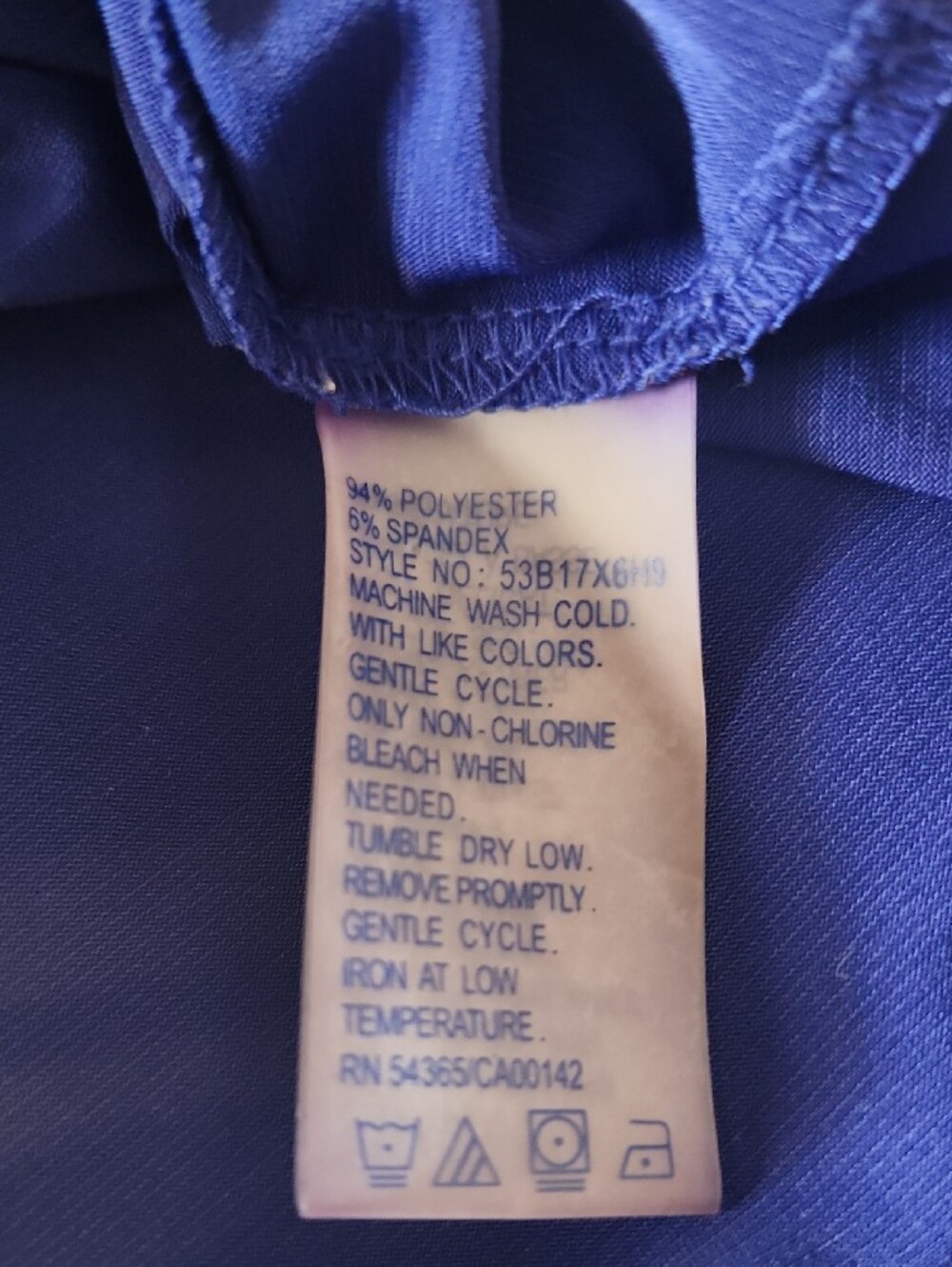 Peter Nygard Royal Blue Blouse with Branded Neck Label - Picture 3 of 5